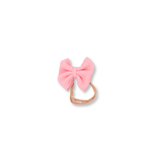 Baby & Toddler Headband | Handmade Bullet Bow | Nylon | Medium Bow | 0-24m | Bubblegum Pink| sbb