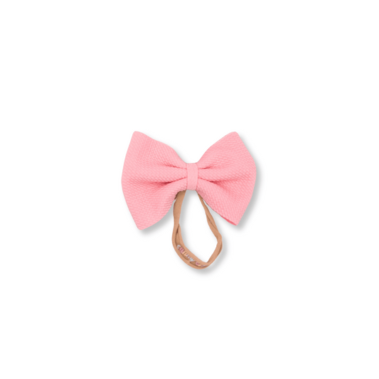 Baby Headband | Handmade | Nylon | Large Bow | Size 0-24m | Bubblegum Pink | lbb