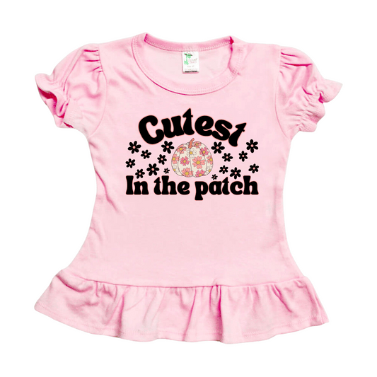 Toddler Girl Ruffle Shirt | Short Sleeves | Sizes 2T to 5T | Pink | Cutest Pumpkin | FINAL SALE