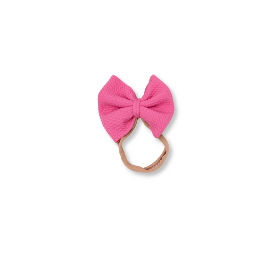 Baby & Toddler Headband | Handmade Bullet Bow | Nylon | Medium Bow | 0-24m | Hot Pink | sbb