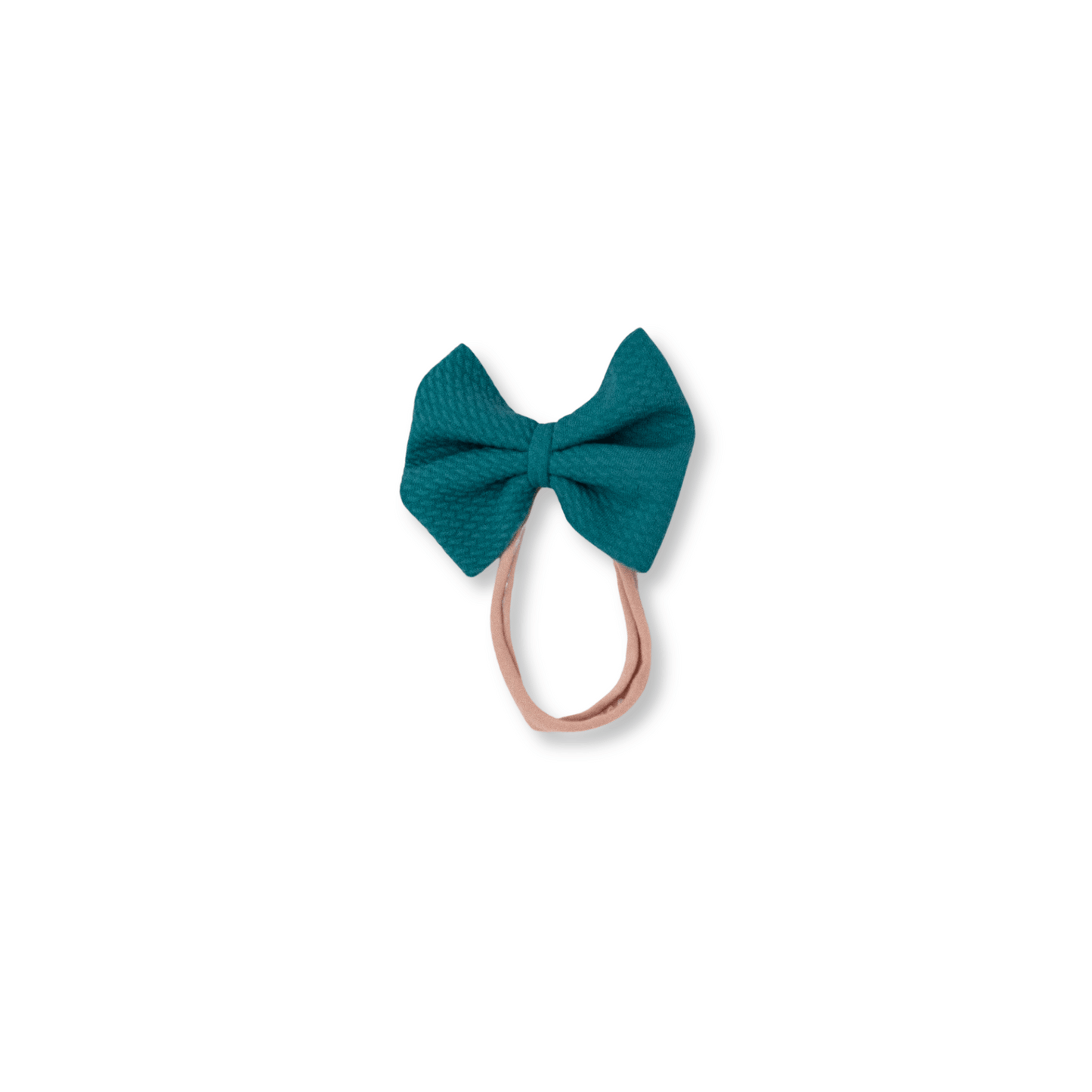 Baby & Toddler Headband | Handmade Bullet Bow | Nylon | Medium Bow | 0-24m | Teal | FINAL SALE