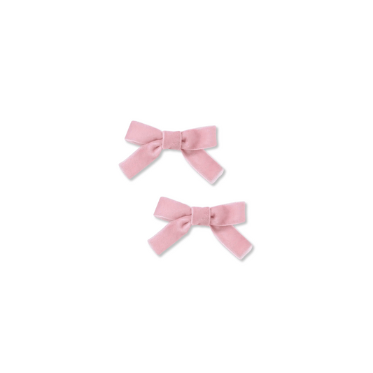 Baby & Toddler Bow | Clip in Set of 2 | Small Bows | Velvet | Light Pink | sclip