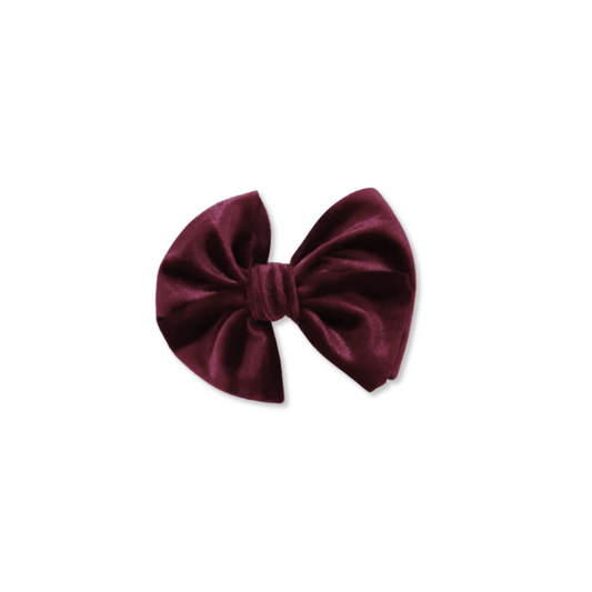 Baby & Toddler Bow | Clip in Hairbow | Velvet | Medium Bow | Plum | mdclip