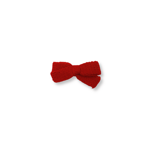 Baby & Toddler Bow | Clip in Hair Bow | Small Bow | Red Knit