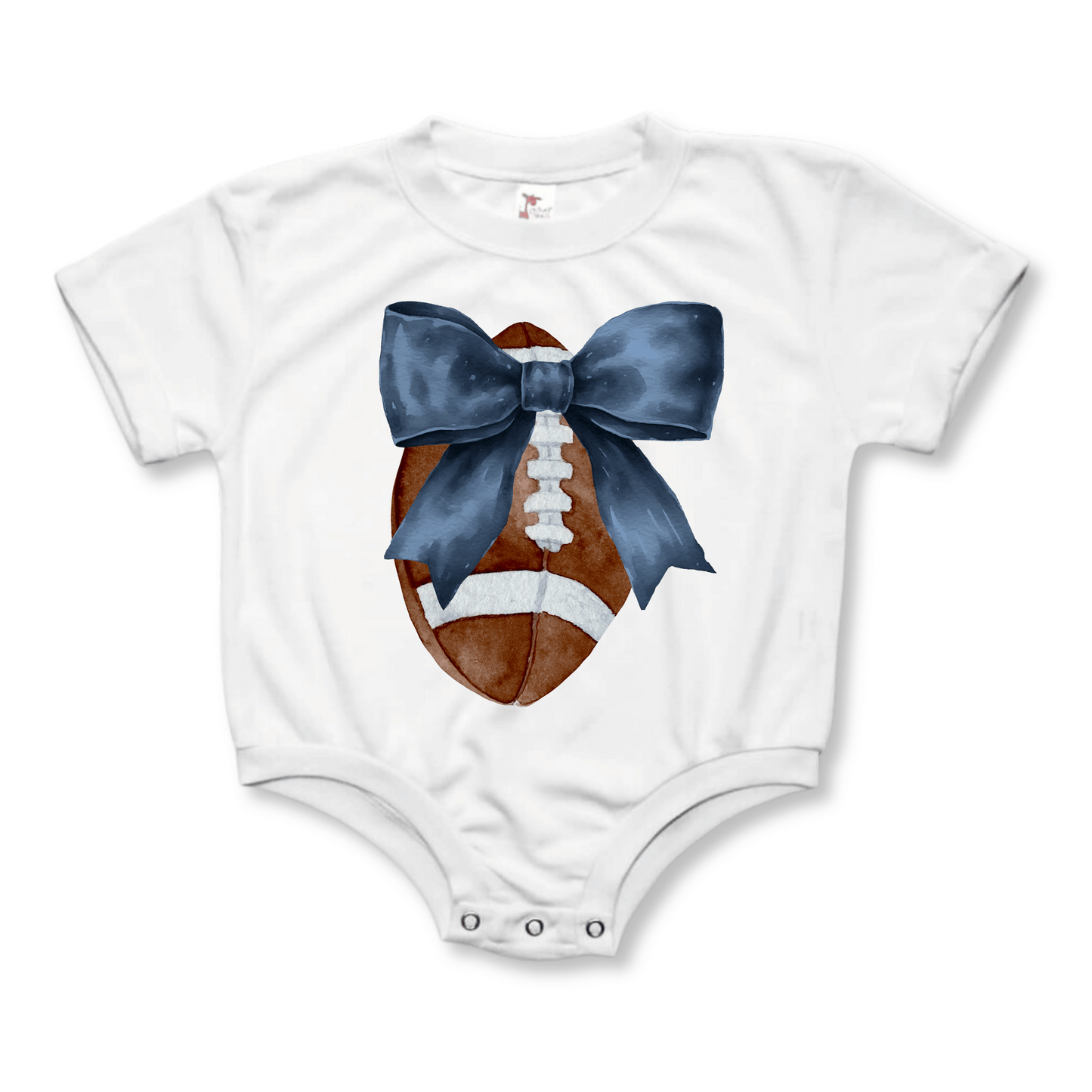 Baby & Toddler Romper | Short Sleeves | Sizes 0-3m to 18-24m | Football Bow