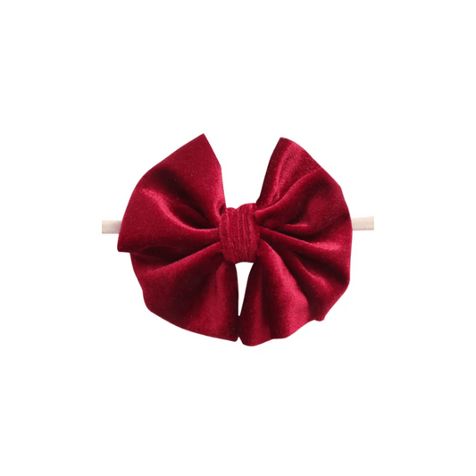 Baby & Toddler Headband | Velvet | Nylon | Medium Bow | Size 0-24m | Red | sbb