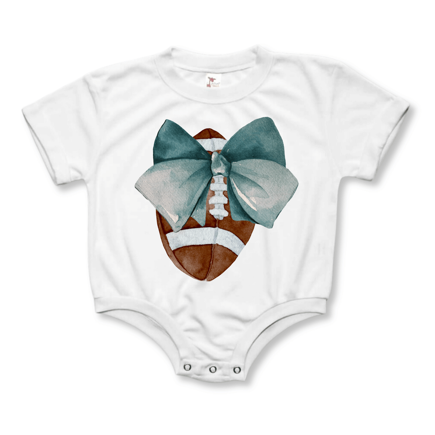 Baby & Toddler Romper | Short Sleeves | Sizes 0-3m to 18-24m | Football Bow