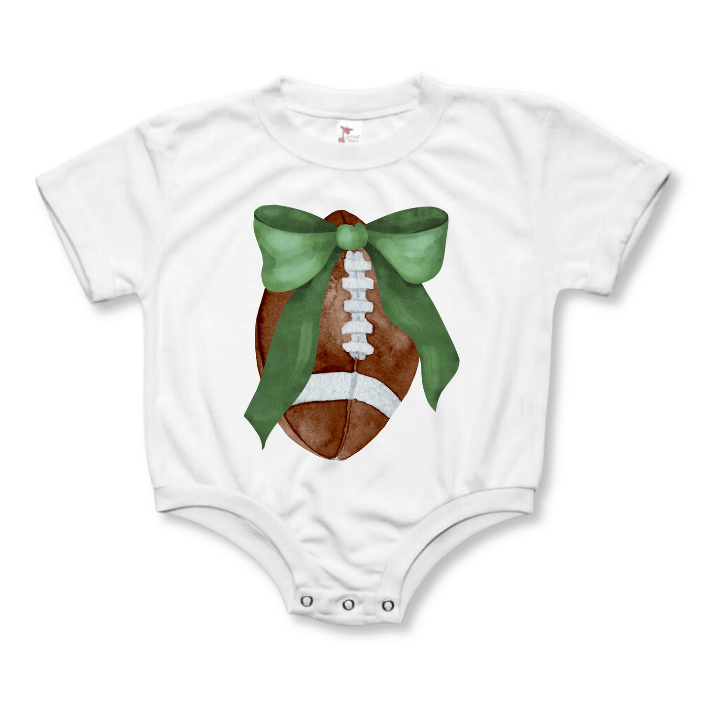 Baby & Toddler Romper | Short Sleeves | Sizes 0-3m to 18-24m | Football Bow