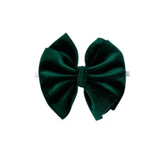 Baby & Toddler Headband | Velvet | Nylon | Medium Bow | Size 0-24m | Emerald Green | sbb