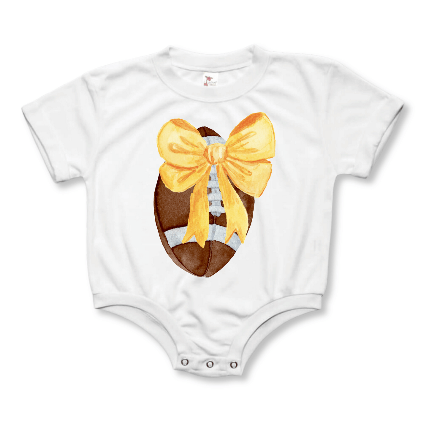 Baby & Toddler Romper | Short Sleeves | Sizes 0-3m to 18-24m | Football Bow