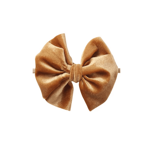 Baby & Toddler Headband | Velvet | Nylon | Medium Bow | Size 0-24m | Gold | sbb