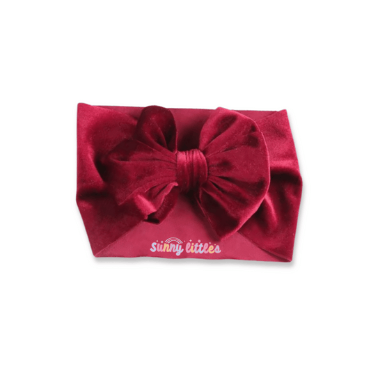 Baby Head Wrap | Velvet | Fits 3-12m+ | Large Bow | Rose Pink | swb