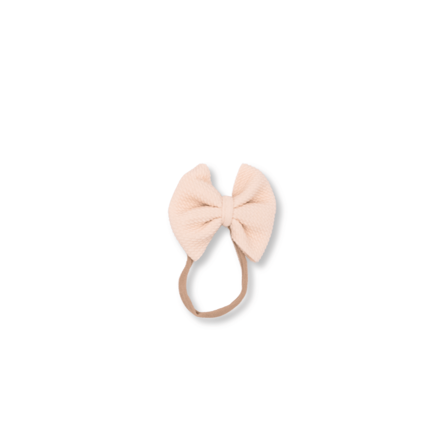 Baby & Toddler Headband | Handmade Bullet Bow | Nylon | Medium Bow | 0-24m | Cream | FINAL SALE