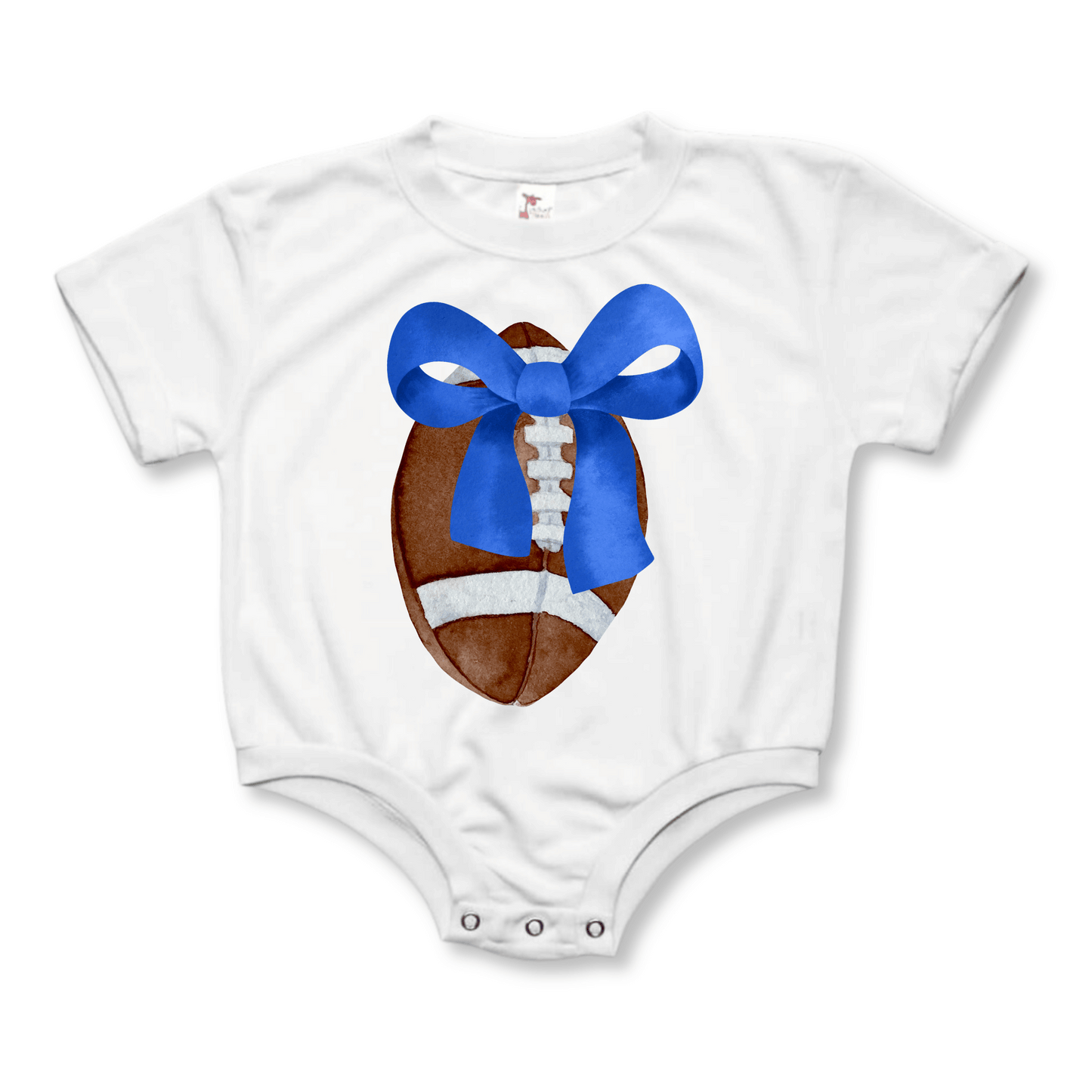 Baby & Toddler Romper | Short Sleeves | Sizes 0-3m to 18-24m | Football Bow