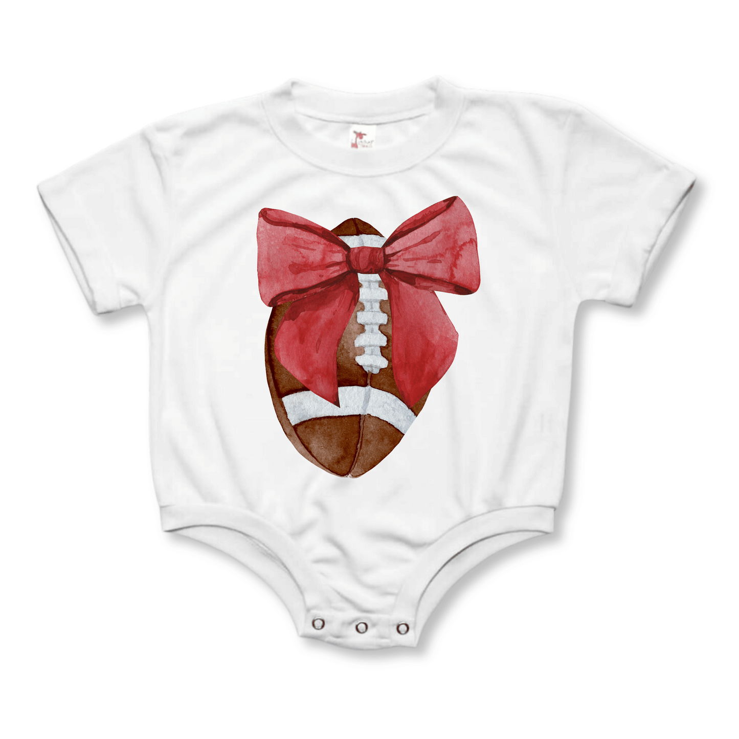 Baby & Toddler Romper | Short Sleeves | Sizes 0-3m to 18-24m | Football Bow