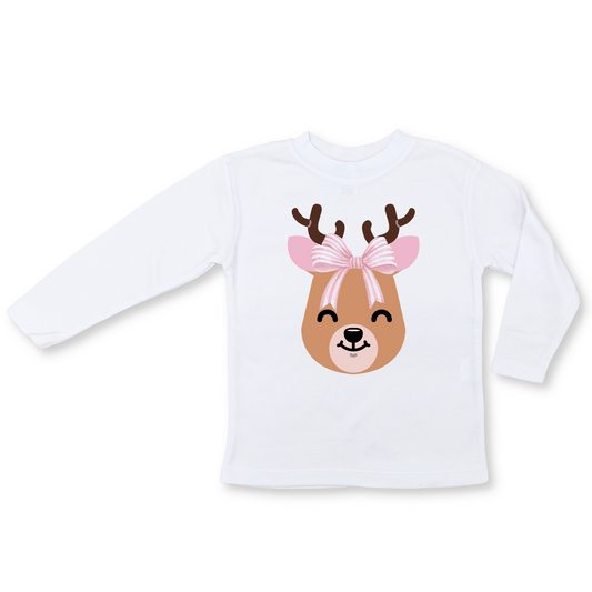 Toddler Girl's T-shirt | 100% Cotton | Sizes 2T to 5/6T | Girly Reindeer