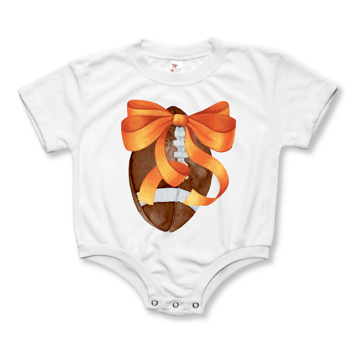 Baby & Toddler Romper | Short Sleeves | Sizes 0-3m to 18-24m | Football Bow