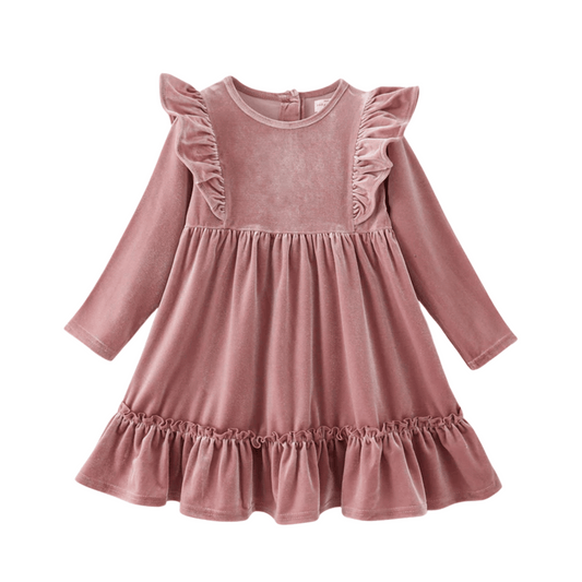 Toddler Dress | Sizes 2T to 5T | Luxe Velvet | Pink | FINAL SALE