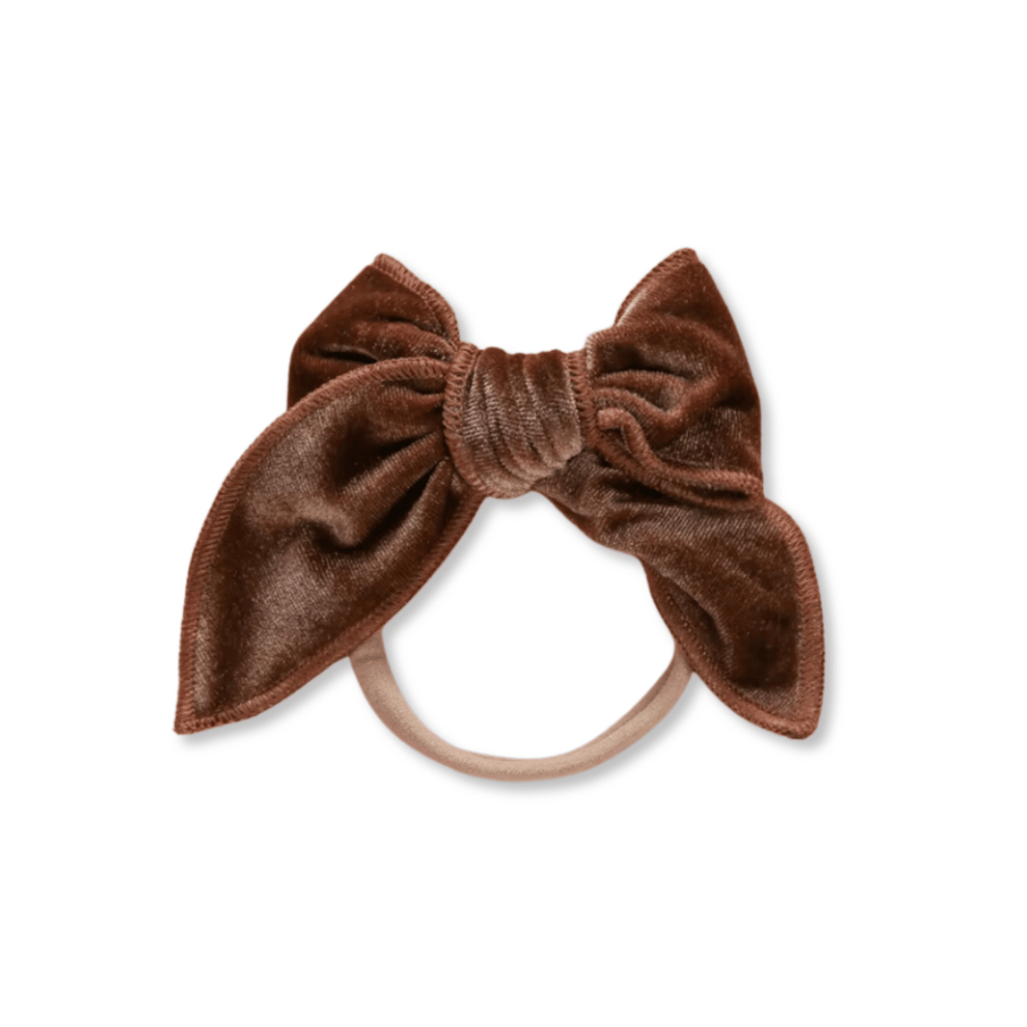 Baby & Toddler Headband | Velvet | Nylon | Medium Bow | Size 0-24m | Brown | FINAL SALE