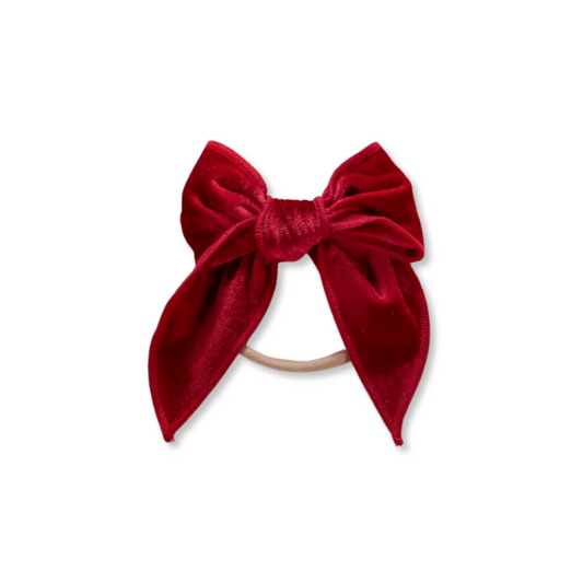 Baby & Toddler Headband | Velvet | Nylon | Medium Bow | Size 0-24m | Red | FINAL SALE