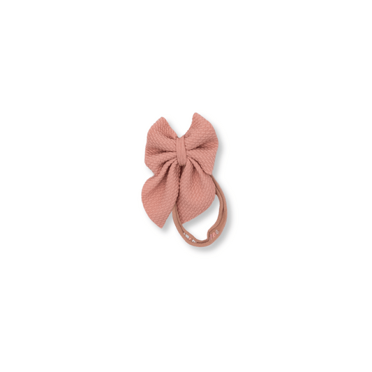 Sailor Bow Headband | Handmade Bullet Bow | Nylon | Small Bow | 0-24m | Mauve | sbb