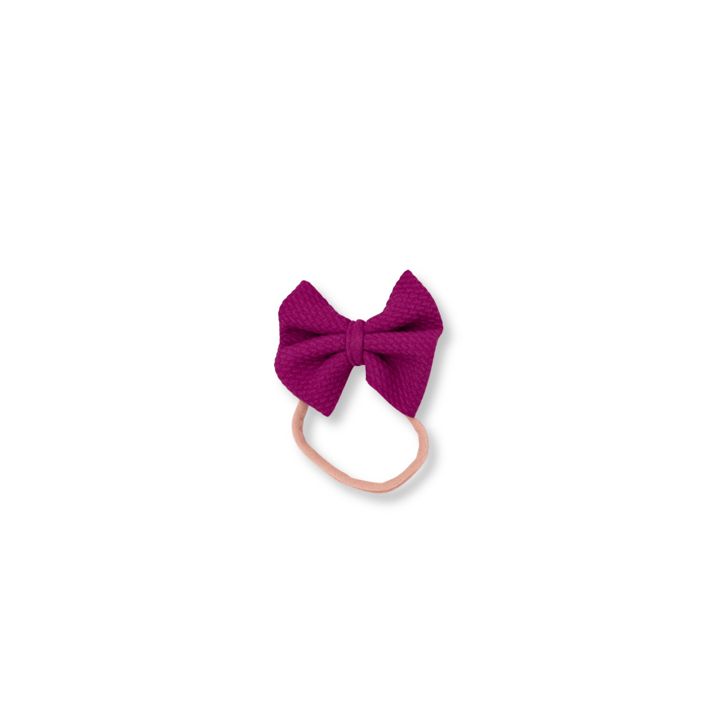 Baby & Toddler Headband | Handmade Bullet Bow | Nylon | Medium Bow | 0-24m | Magenta | FINAL SALE