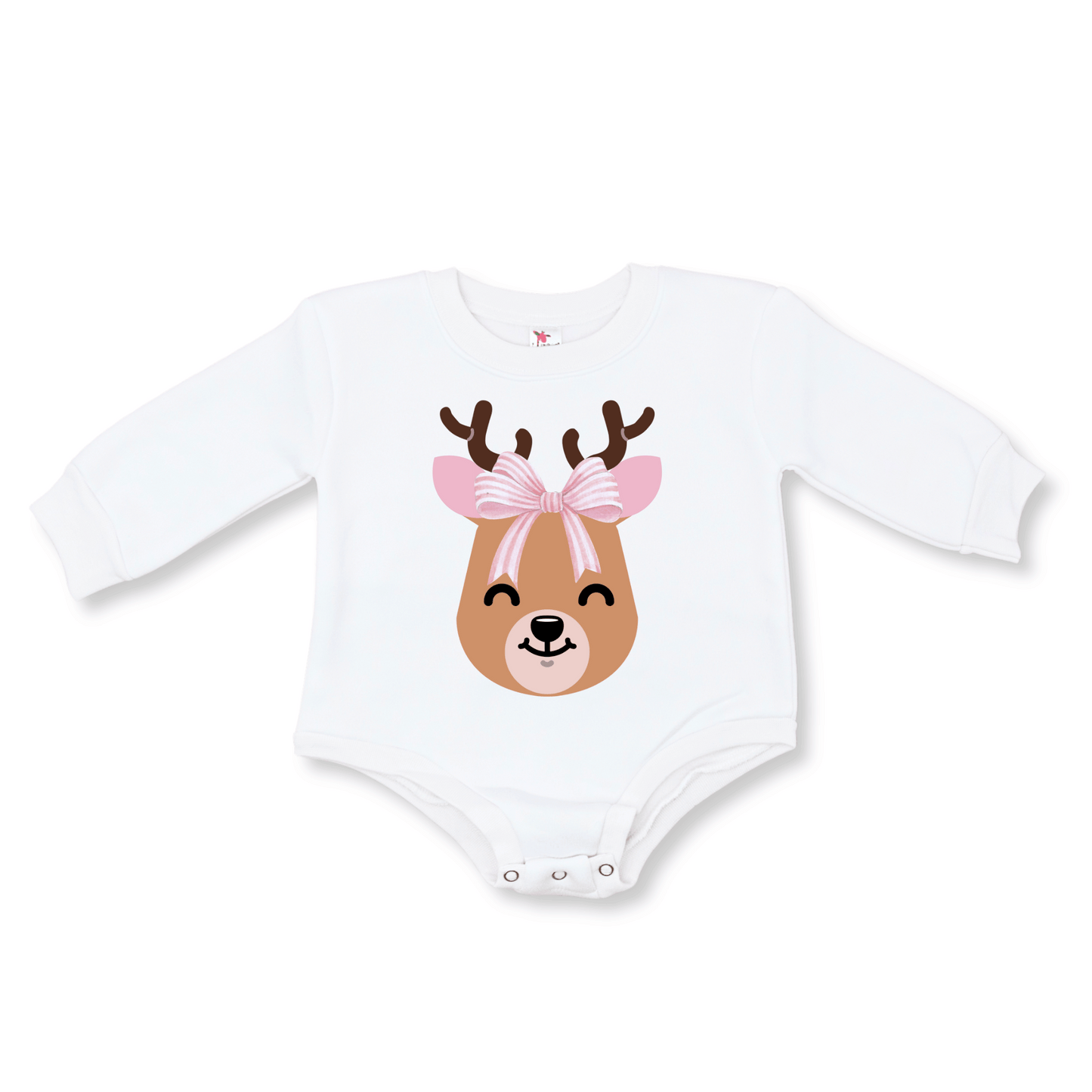 Baby & Toddler Girl's Bubble Romper | Fleece | Sizes 0-3m to 12-18m | Girly Reindeer | FINAL SALE