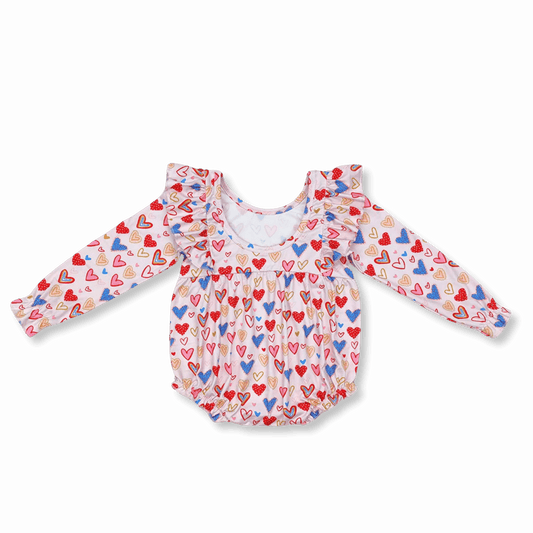 Baby Bubble Romper | 3-6m to 2T | Valentine's Hearts