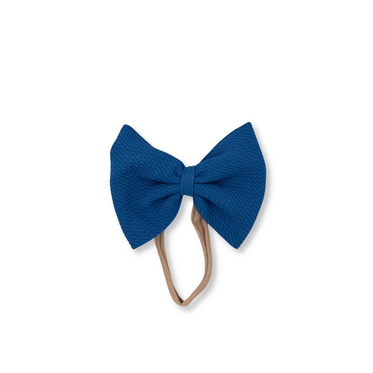 Baby Headband | Handmade | Nylon | Large Bow | Size 0-24m | Sapphire Blue | lbb