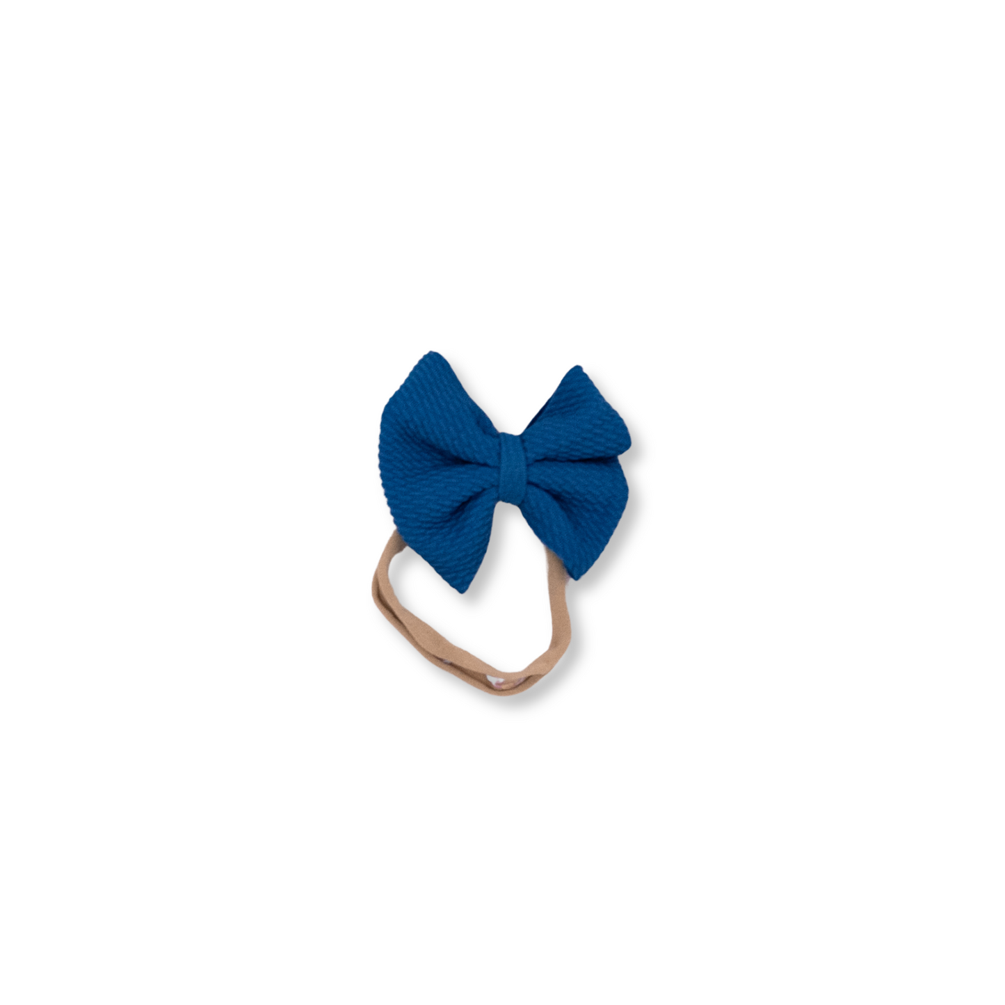 Baby & Toddler Headband | Handmade Bullet Bow | Nylon | Medium Bow | 0-24m | Sapphire | FINAL SALE