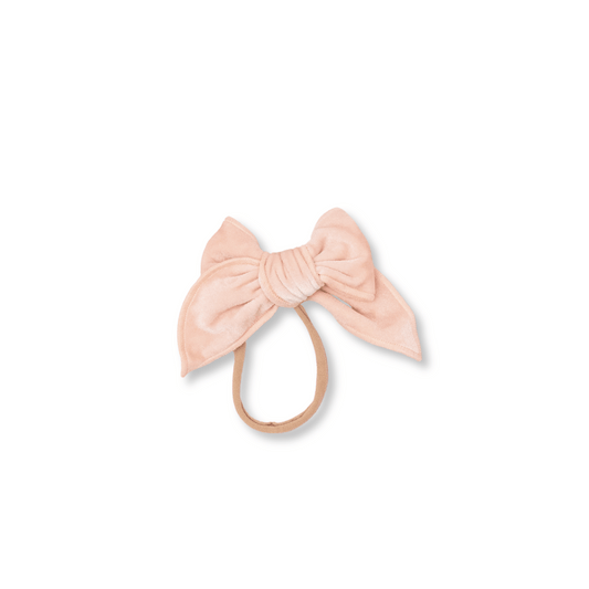 Baby & Toddler Headband | Handmade Luxe Velvet | Nylon | Medium Bow | 0-24m | Peach Cream | sbb