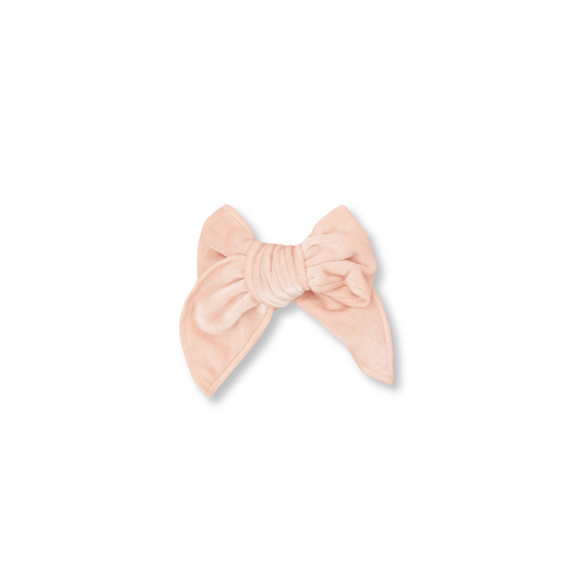 Baby & Toddler Bow | Clip in Hairbow | Handmade Luxe Velvet | Medium Bow | Peach Cream| mdclip