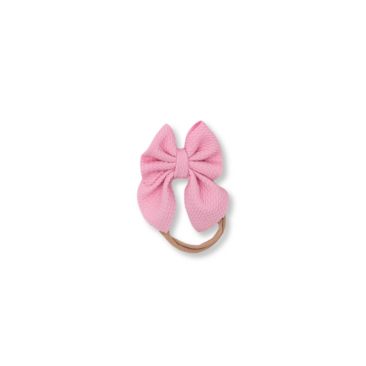 Sailor Bow Headband | Handmade Bullet Bow | Nylon | Small Bow | 0-24m | Light Pink | sbb