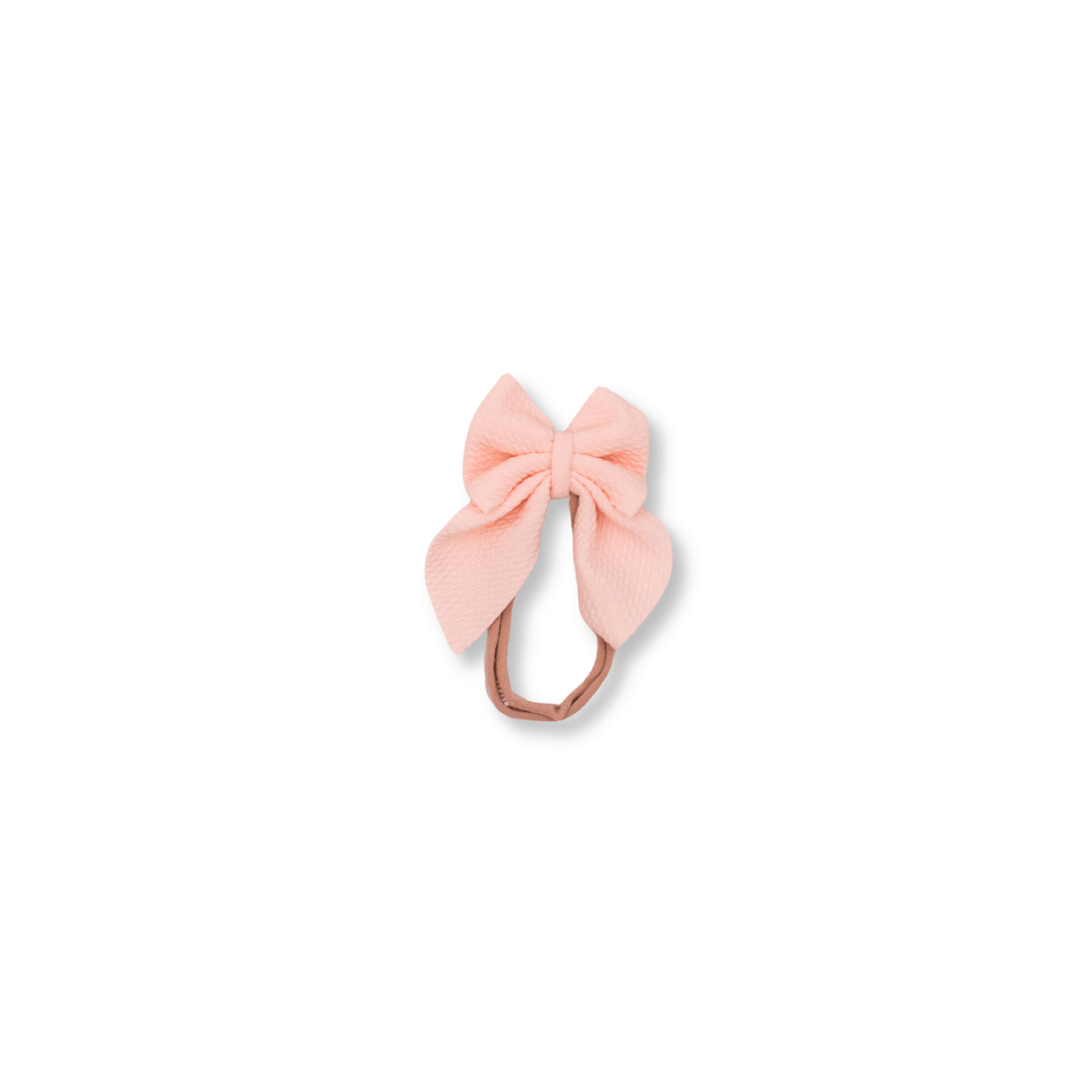 Sailor Bow Headband | Handmade Bullet Bow | Nylon | Small Bow | 0-24m | Peach | FINAL SALE