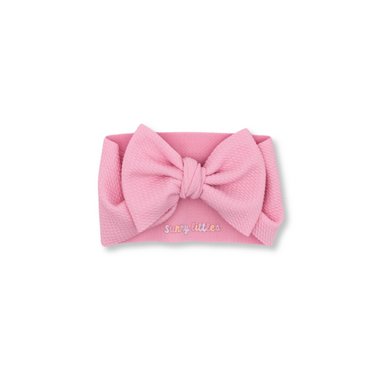 Baby Head Wrap | Handmade Bow | Large Bow | Sizes 0-12m+ | Bullet Polyester | Light Pink | hwb3