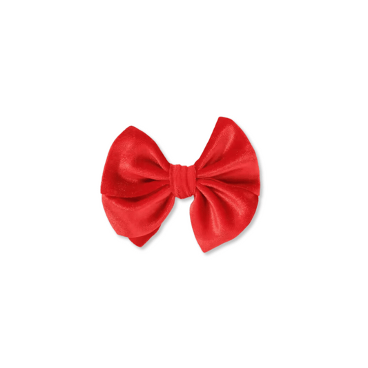 Baby & Toddler Bow | Clip in Hairbow | Velvet | Medium Bow | Bright Red | mdclip