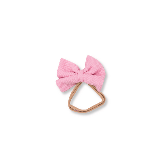 Baby & Toddler Headband | Handmade Bullet Bow | Nylon | Medium Bow | 0-24m | Light Pink | sbb