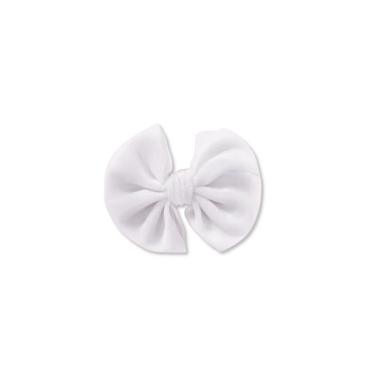 Baby & Toddler Bow | Clip in Hairbow | Velvet | Medium Bow | White | mdclip