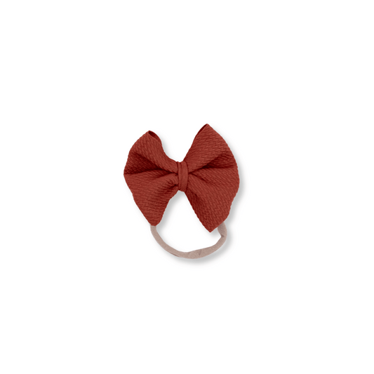 Baby & Toddler Headband | Handmade Bullet Bow | Nylon | Medium Bow | 0-24m | Pumpkin | sbb | FINAL SALE