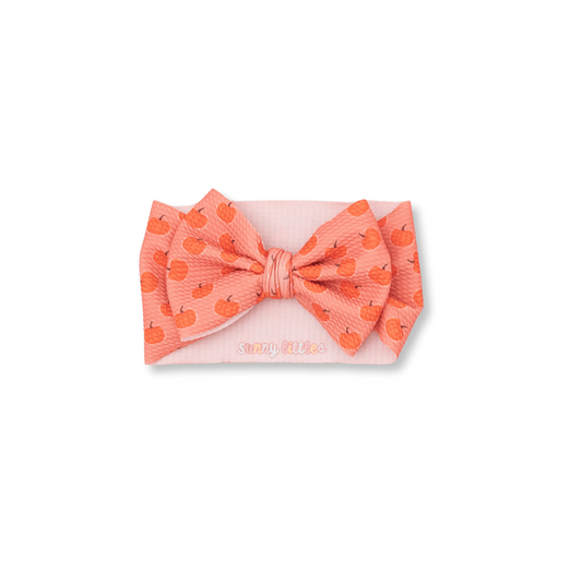 Baby Head Wrap | Handmade Bow | Large Bow | Sizes 0-12m+ | Bullet Polyester | Pumpkins | hwb3