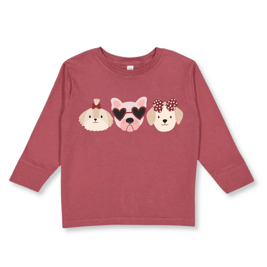 Toddler Girl's T-shirt | 100% Cotton | Sizes 2T to 5/6T | Pink | Darling Dogs | FINAL SALE