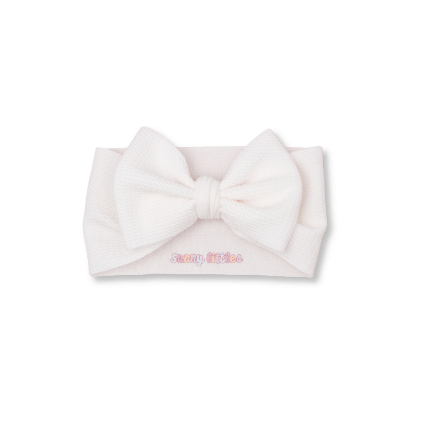 Baby Head Wrap | Handmade Bow | Large Bow | Sizes 0-12m+ | Bullet Polyester | Off White | FINAL SALE