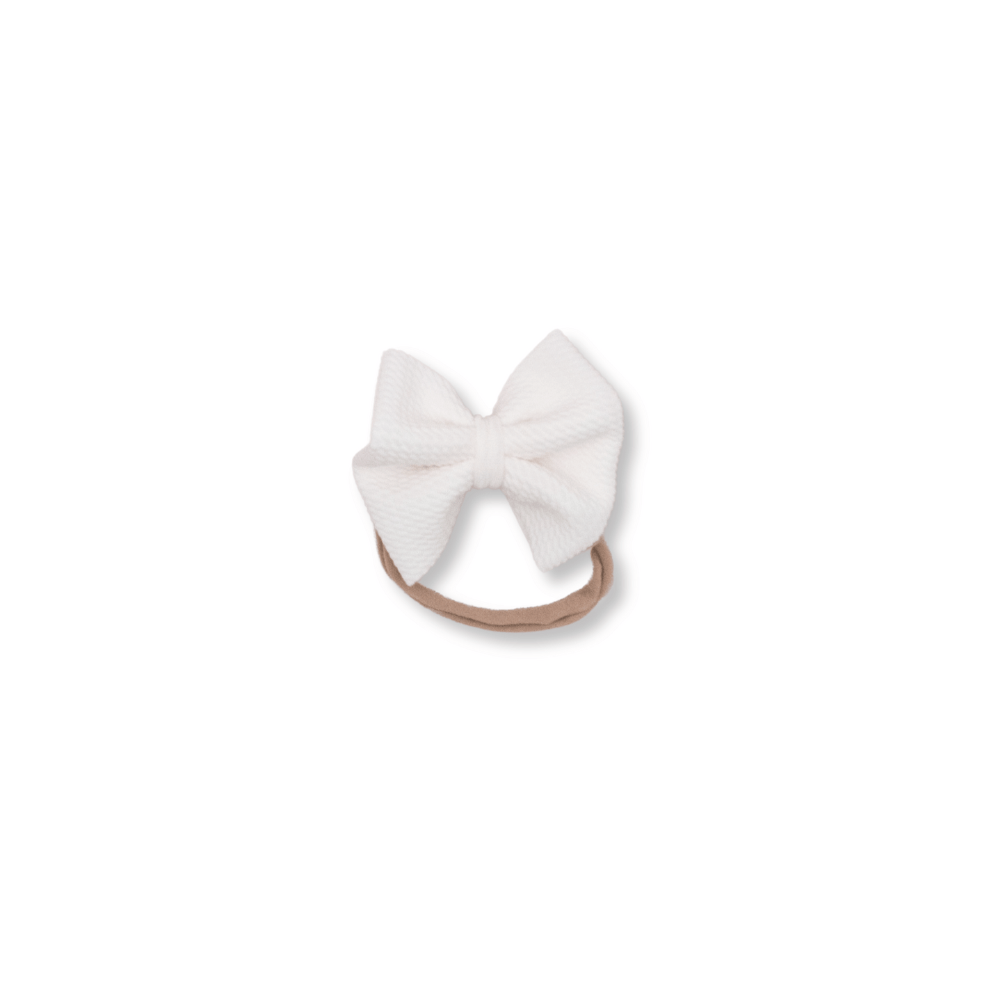 Baby & Toddler Headband | Handmade Bullet Bow | Nylon | Medium Bow | 0-24m | Off White | FINAL SALE