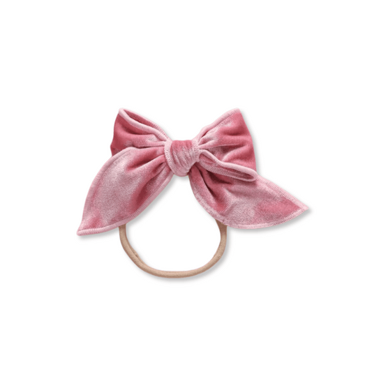 Baby & Toddler Headband | Velvet | Nylon | Medium Bow | Size 0-24m | Pink | sbb