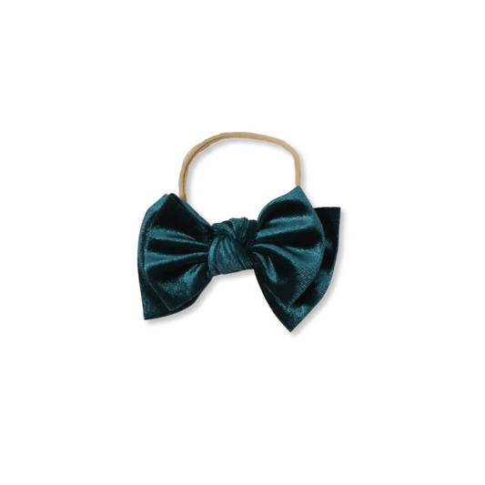 Baby & Toddler Headband | Velvet | Nylon | Medium Bow | Size 0-24m | Emerald Green | sbb