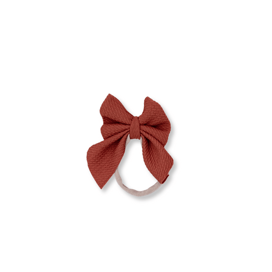 Sailor Bow Headband | Handmade Bullet Bow | Nylon | Small Bow | 0-24m | Pumpkin | sbb | FINAL SALE