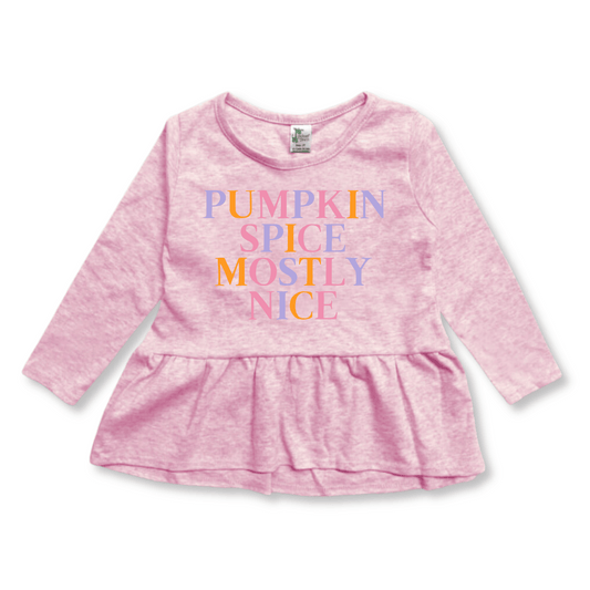 Toddler T-shirt | Long Sleeves | Sizes 2T & 3T | Pumpkin Spice Mostly Nice