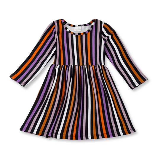 Toddler Dress | Sizes 12-18m to 5T | Halloween Stripes | FINAL SALE