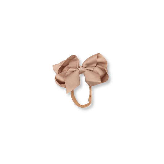Baby & Toddler Headband | Nylon | Large Bow | Fits 0-24m | Taupe | lbb