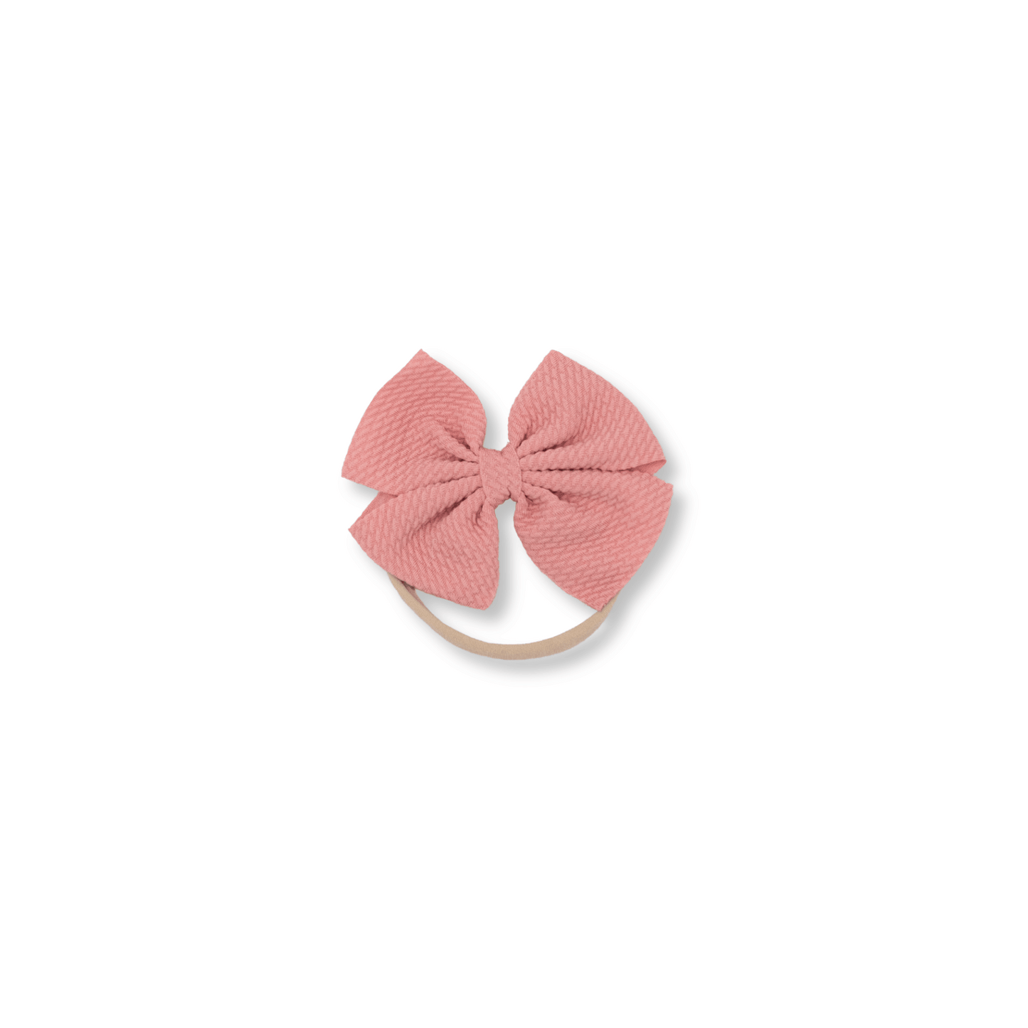 Baby & Toddler Headband | Nylon | Sits Flat on the Head | Medium Bow | 0-24m | Dusty Rose | sbb